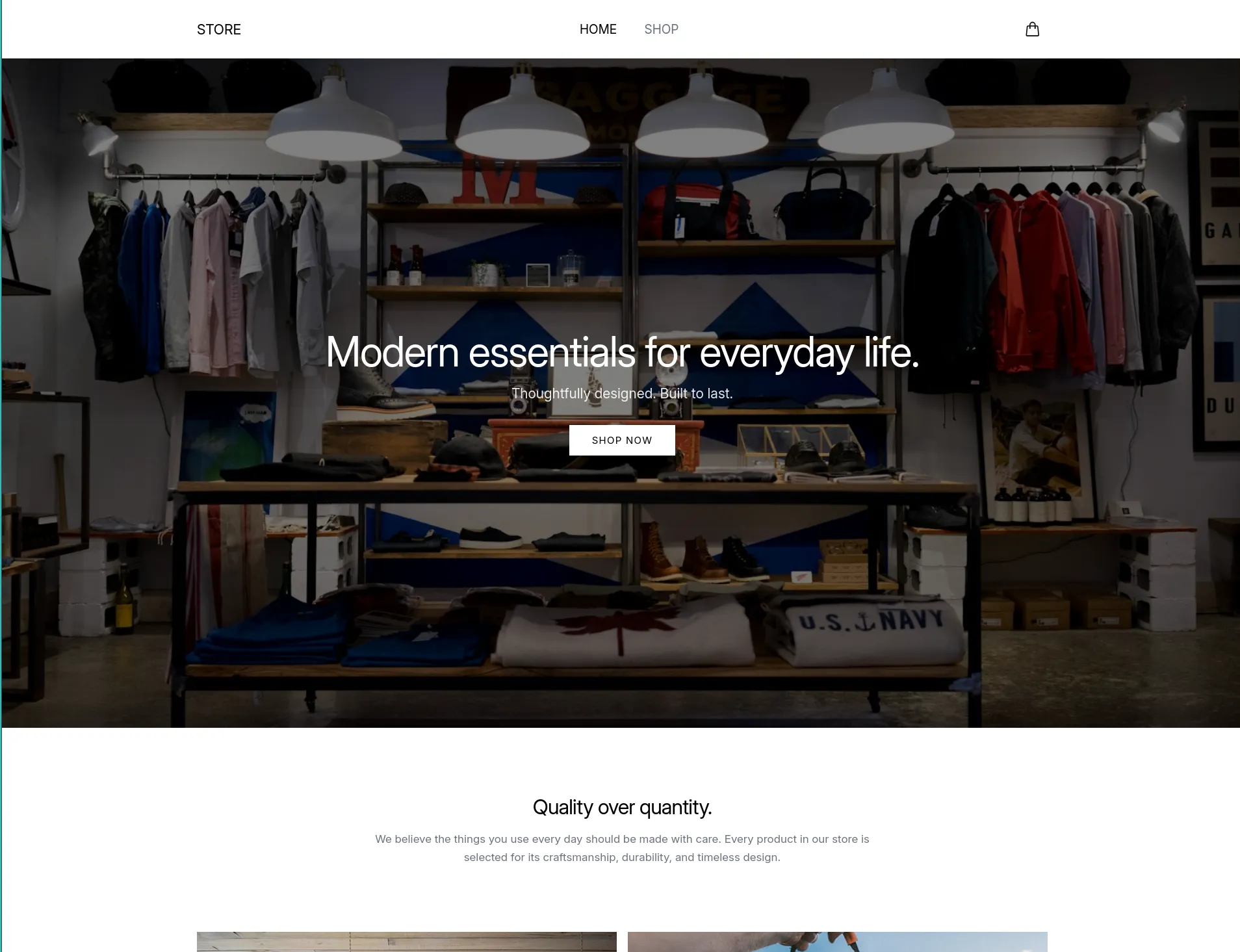 Screenshot of the Shopping Cart storefront interface